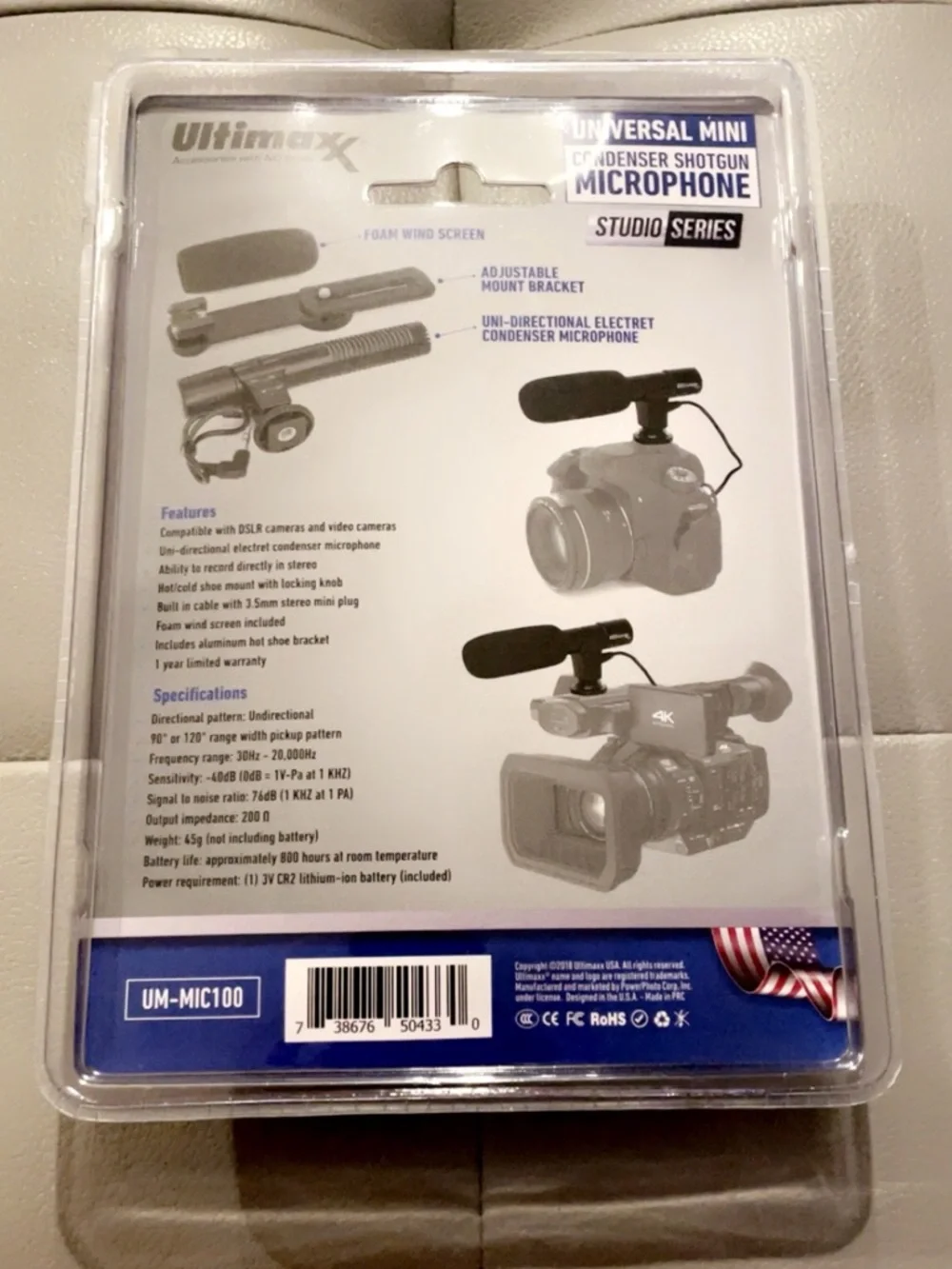 Black Mini Condenser Shotgun Microphone for Camera